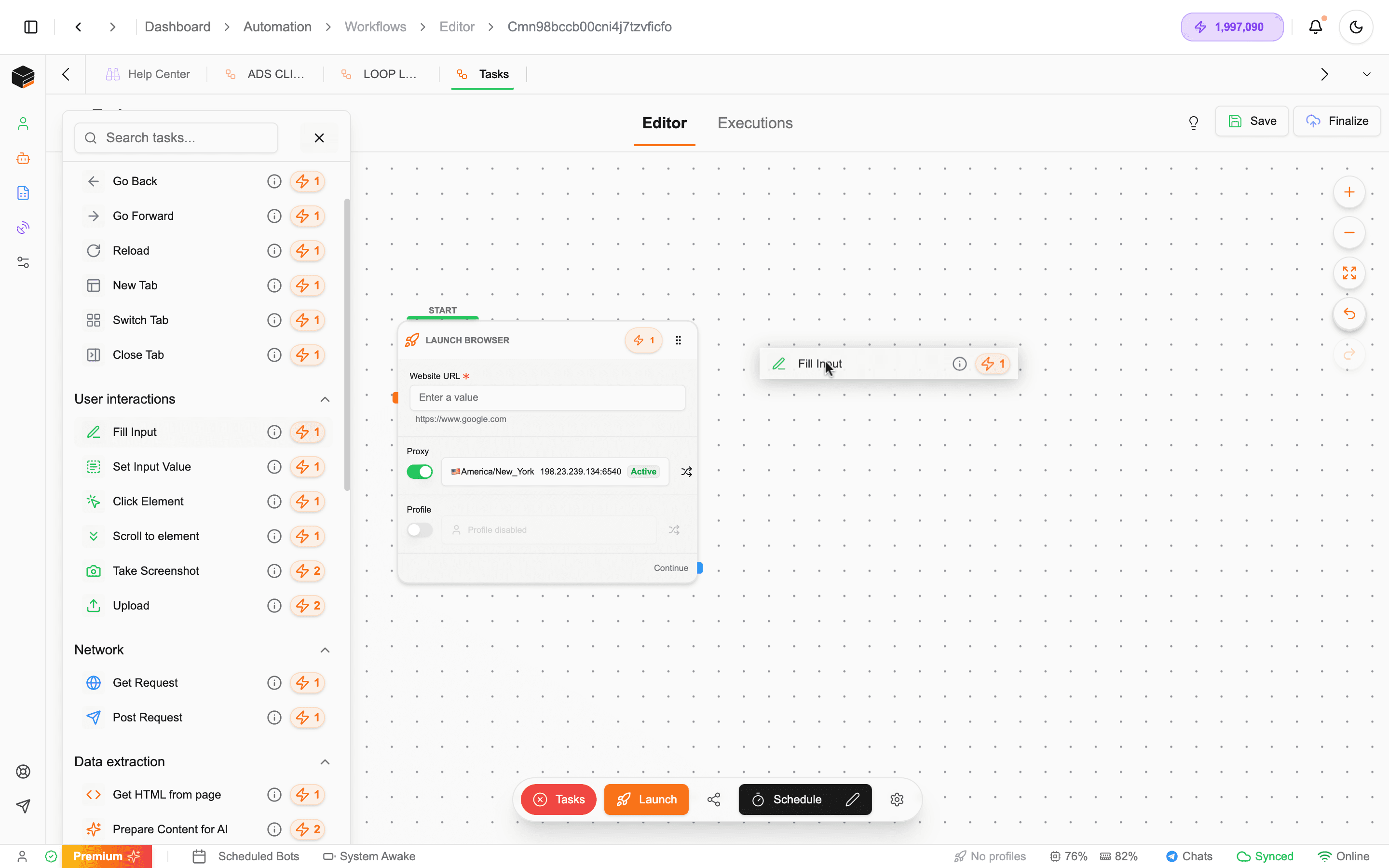 Drag and Drop Tasks into Canvas