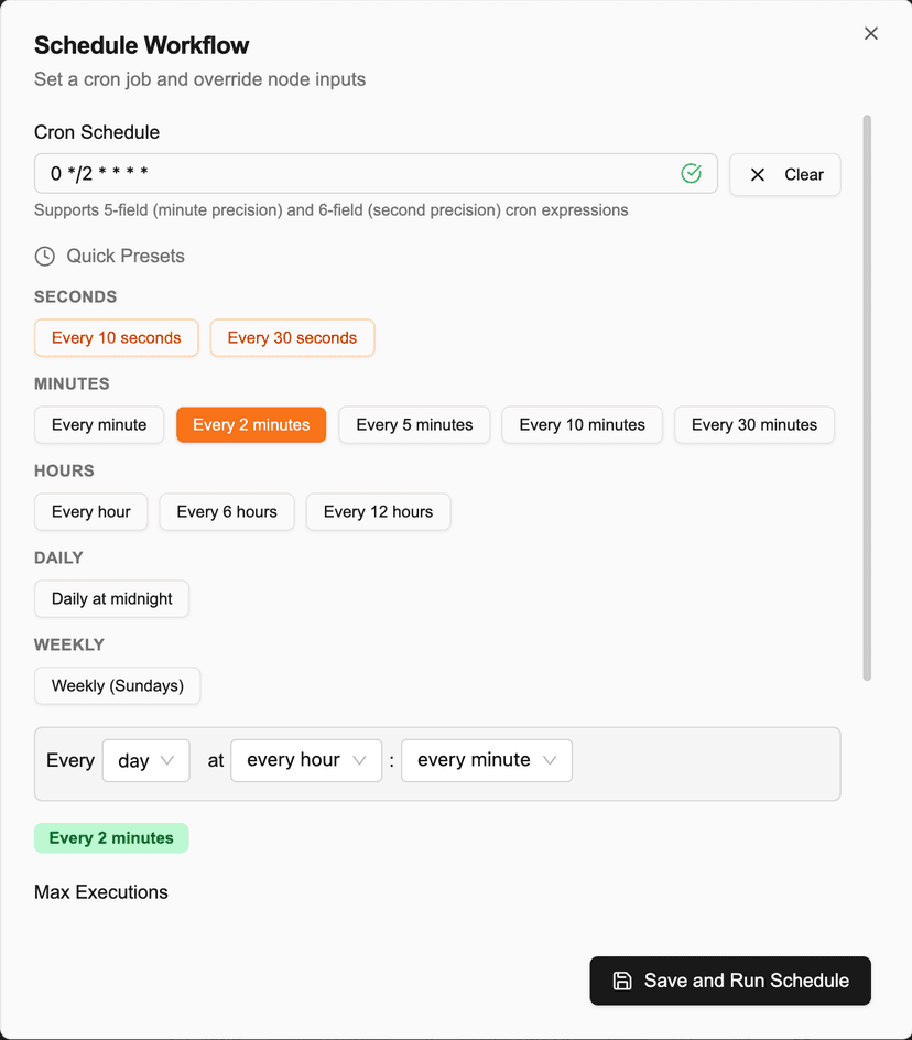 Schedule Button Location