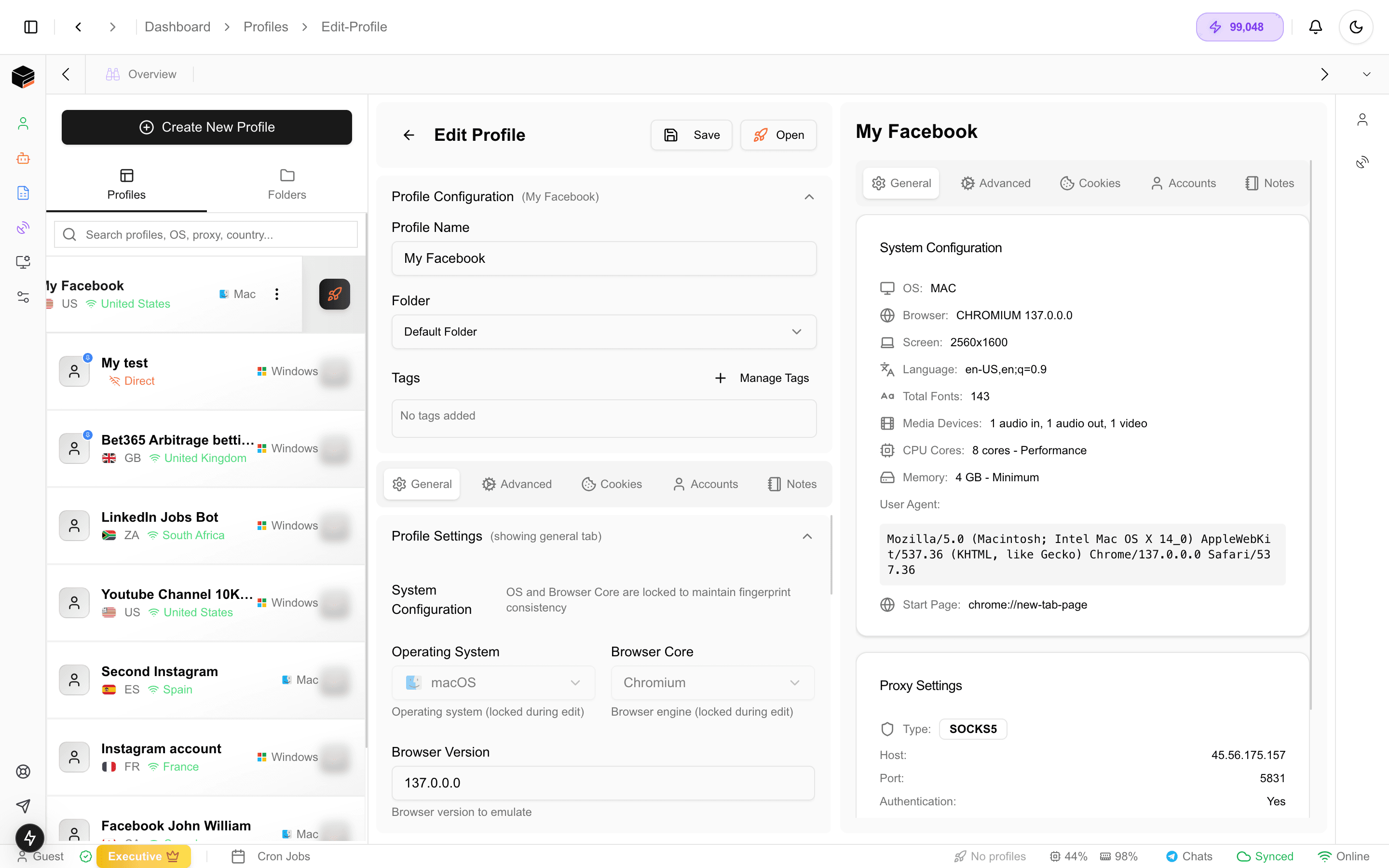Xenbox Edit Profile Interface